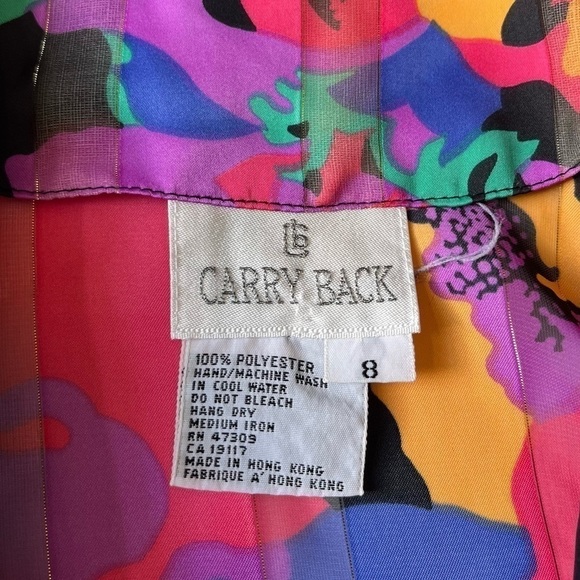 Vintage 80s Carry Back Floral Blouse Top Long Sleeve - Picture 10 of 16